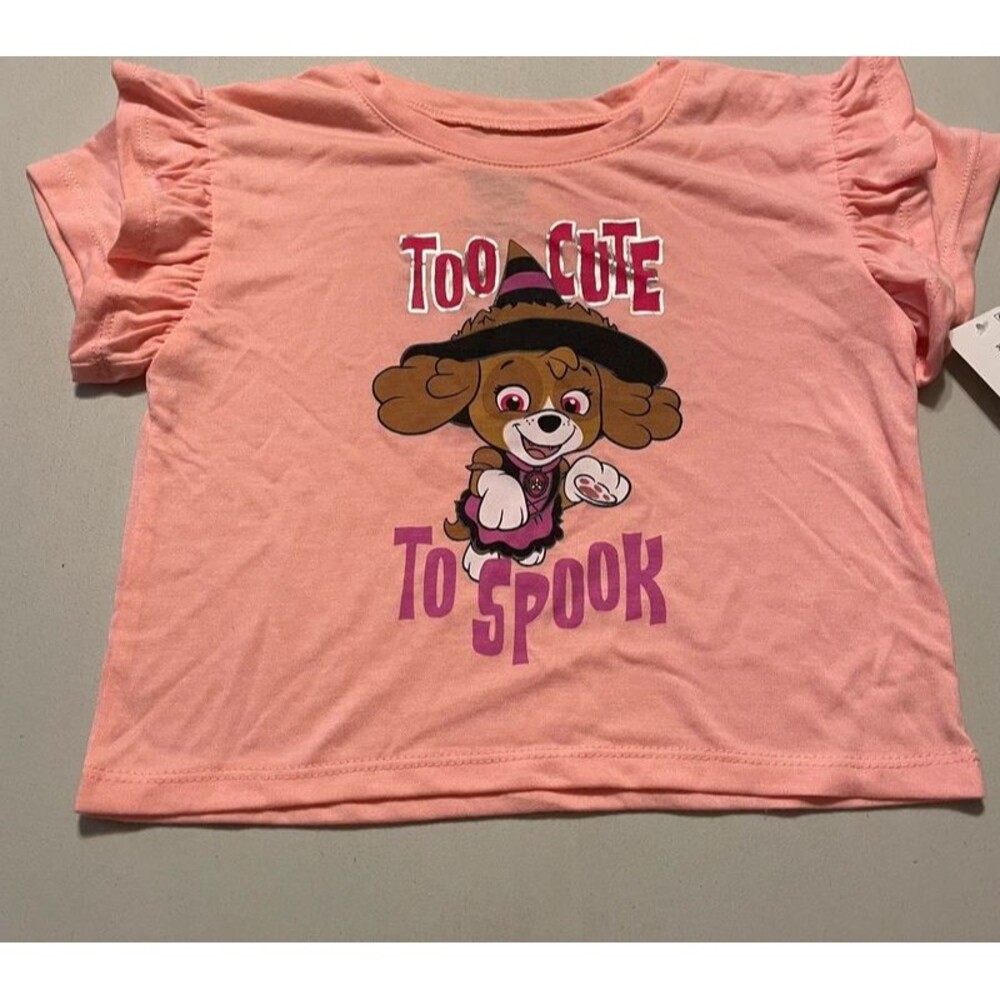 New Toddler Girls 3t Paw Patrol T-Shirt Too Cute To Spook Halloween